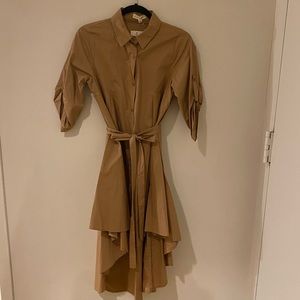 High-low beige cuffed sleeve work dress size S